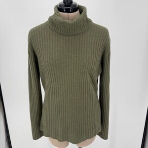 Mendocino Cashmere Olive Green Ribbed Turtleneck Sweater